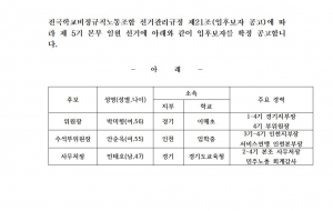 제5기 전국동시선거 본부 임원 후보 등록 공고 사진
